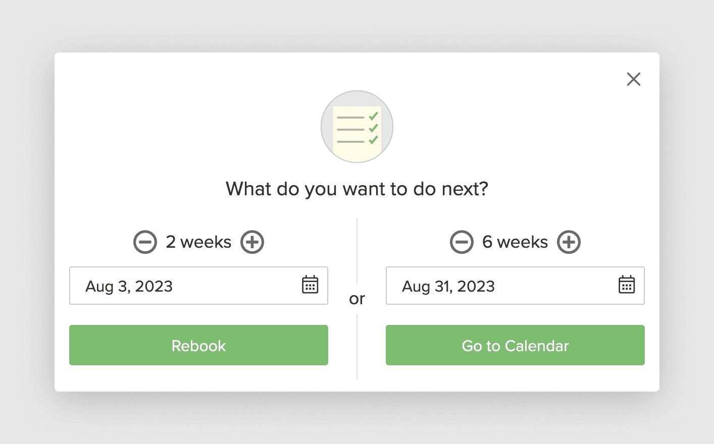 Changes to the What Do You Want to Do Next Popup