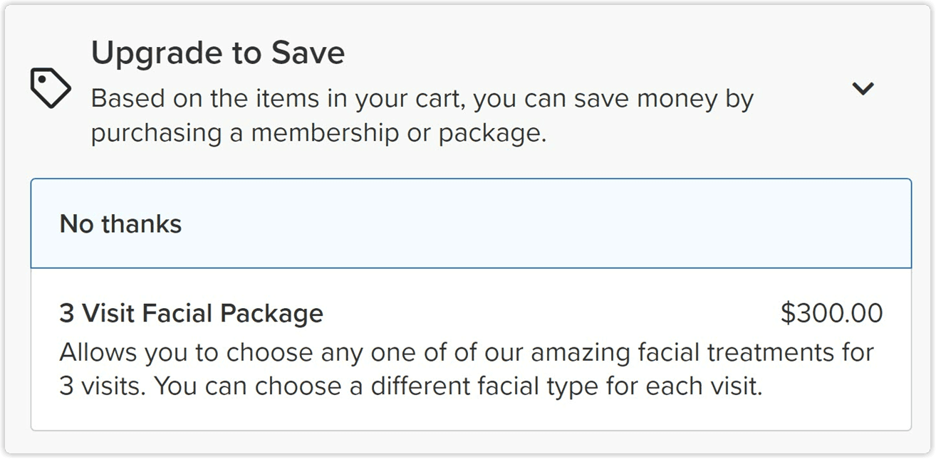 Upsell Memberships & Packages