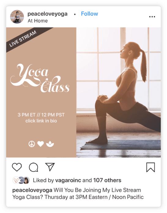 Instagram Live Will You Be Joining My Live Stream Yoga Class? Thursday at 3 pm Eastern/ Noon Pacific