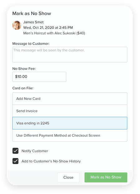 Charge Cancellation & No Show Fees